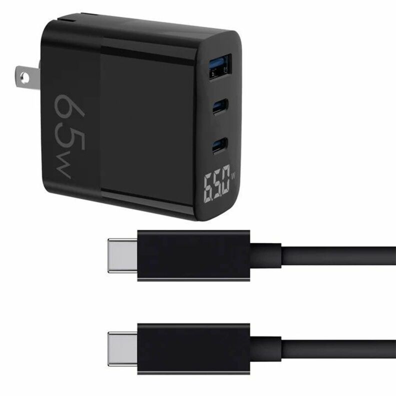 4XEM 65W 6FT USB-C to USB-C Triple USB GaN Charging Kit - with Display