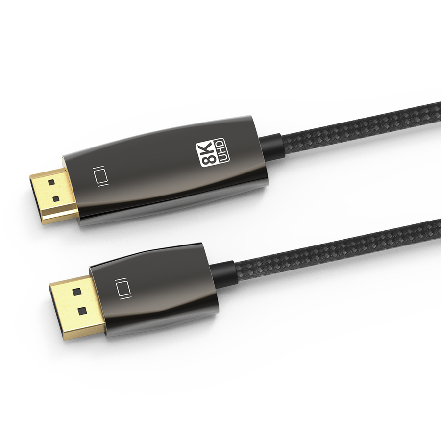 4XEM 3FT (1M) DisplayPort 1.4 to HDMI 2.1 Active Cable - 8K/4K UHD DP to HDMI Braided Video Cable - Black