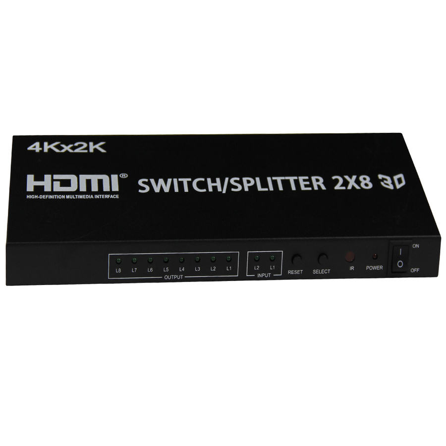 4XEM 2x8 Port HDMI video switcher/splitter