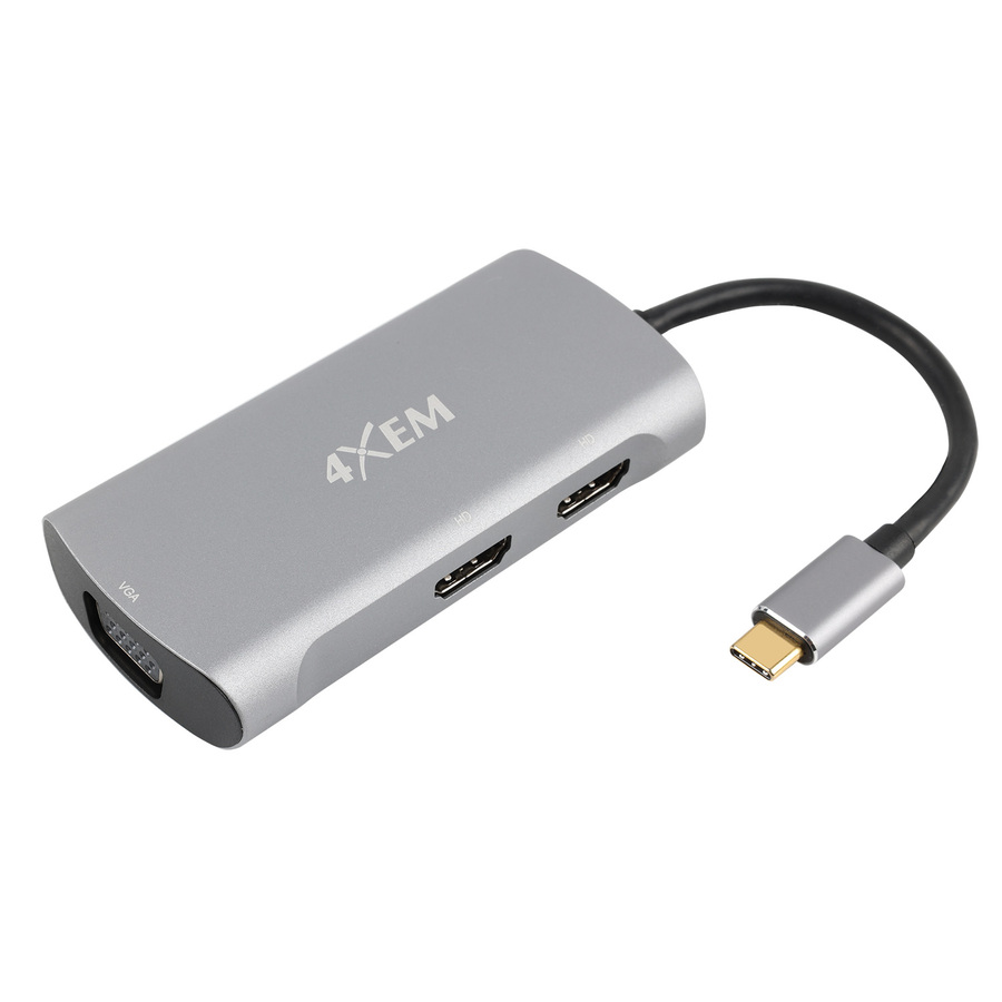 4XEM's 3-Port USB-C to HDMI and VGA Dual 4K Multi-Monitor Hub