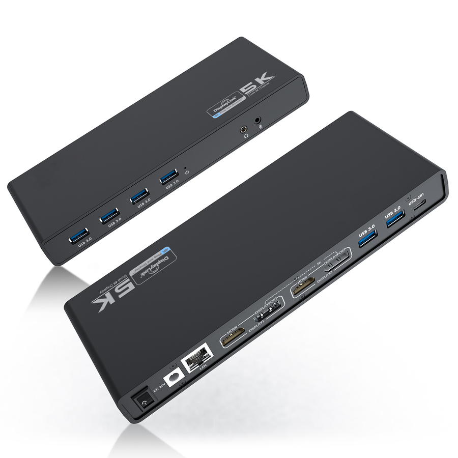 4XEM USB-C Ultra 5K Universal Docking Station with Dual 4K Display Support, 6x USB 3.0, HDMI, DisplayPort, Gigabit Ethernet, 60W PD, Black