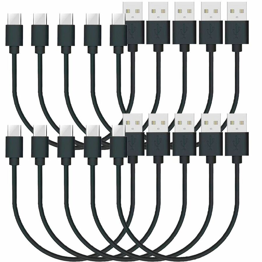 4XEM 10 pack of 1FT USB-A to USB-C Power Delivery Cable - Black