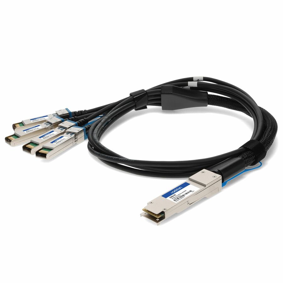 AddOn Extreme Networks® 10446 Compatible TAA Compliant 100GBase-CU QSFP28 to 2xQSFP28 Direct Attach Cable (Passive Twinax, 5m)