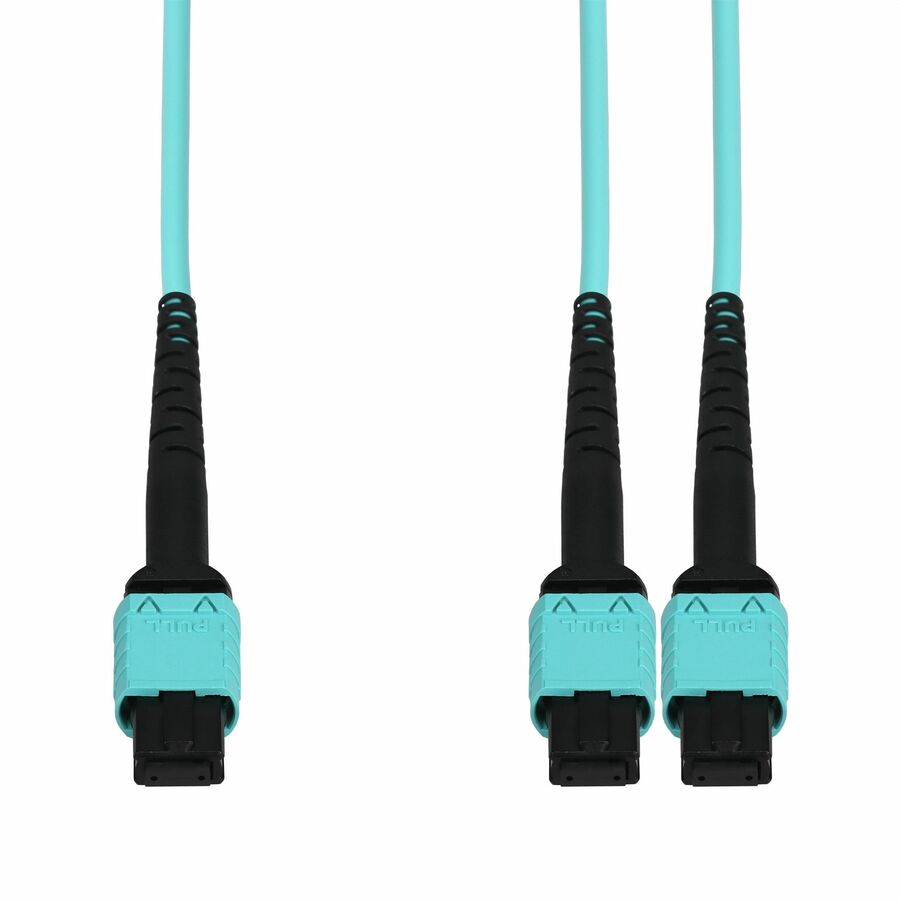 AddOn 30m MPO/UPC to 2xMPO/UPC Aqua OM4 LSZH 24-Strand Fiber Fanout Cable