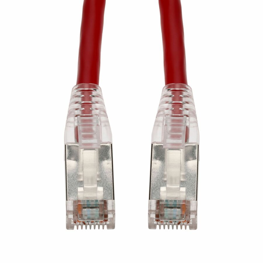 AddOn 35ft Red CAT 6A Shielded PVC Ethernet Cable Snagless Easy Clear Boot RJ-45 M/M