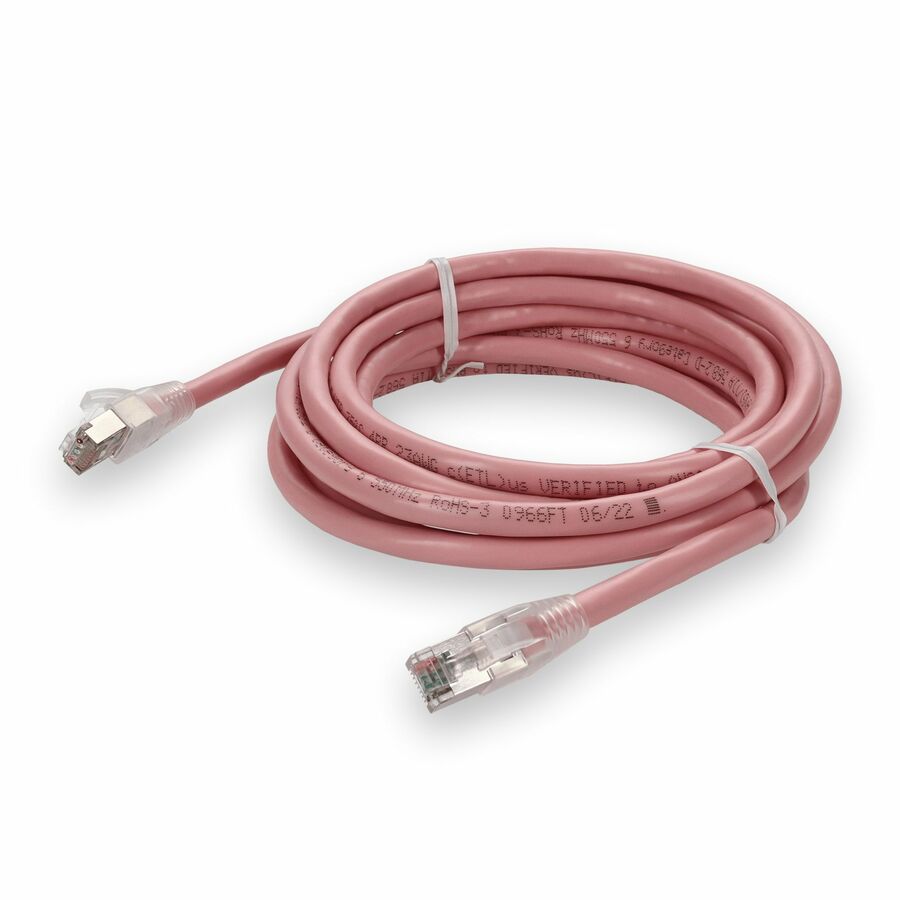 AddOn 5ft Pink CAT 6 Shielded PVC Ethernet Cable Snagless Easy Clear Boot RJ-45 M/M