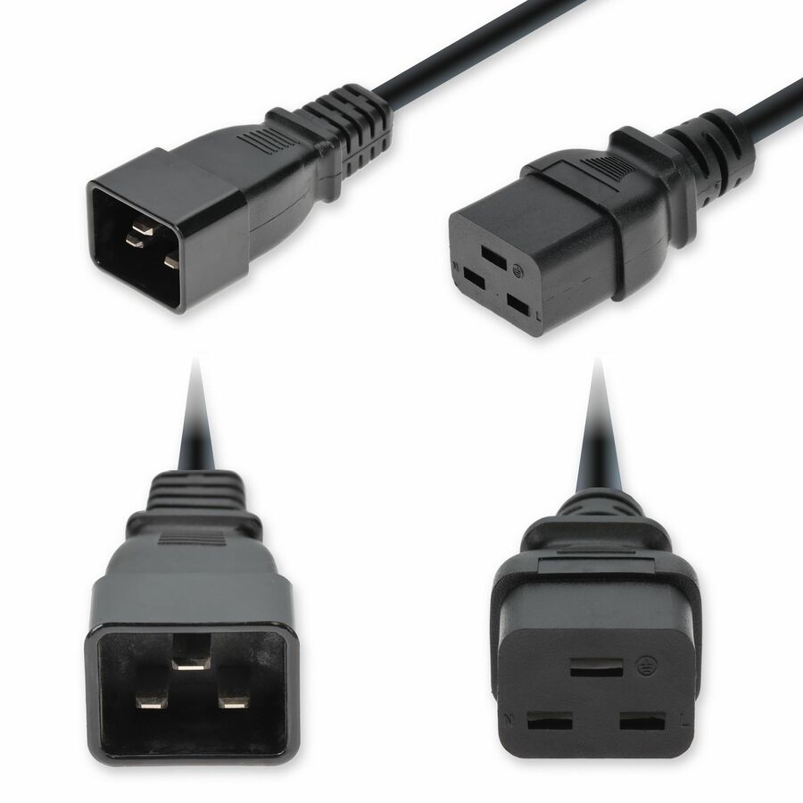 AddOn 10ft C20 Male to C19 Female Industrial Grade 14 AWG 250V at 15A PVC SJT (Service Junior Thermoplastic) Black Power Cable