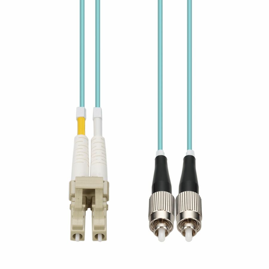 AddOn 5m LC to FC Aqua OM4 Duplex OFNR (Riser-Rated) MMF (Multi Mode) Fiber Patch Cable, 50/125