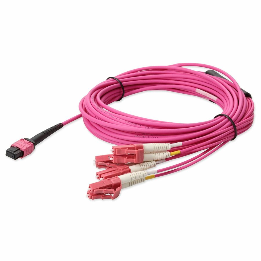 AddOn 3m MPO/UPC to 4xLC/UPC Duplex Magenta (Erika Violet) OM4 LSZH 8-Strand Fiber Fanout Cable