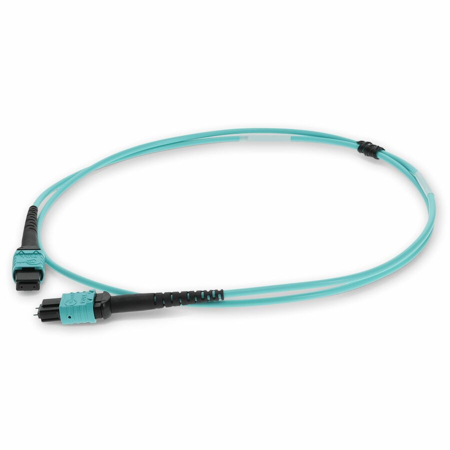 AddOn 1m MPO/UPC (Male) to MPO/UPC Aqua OM4 OFNR (Riser-Rated) 12-Strand Fiber Patch Cable