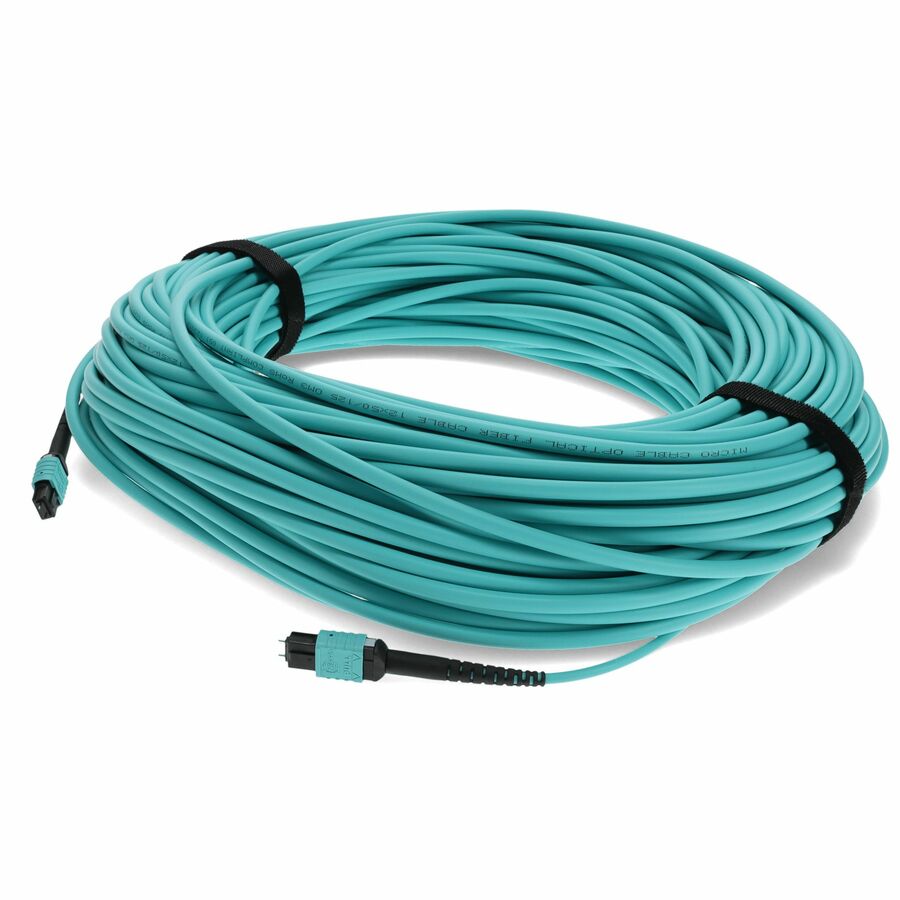 AddOn 50m MPO/UPC (Male) to MPO/UPC (Male) Aqua OM3 OFNR (Riser-Rated) 12-Strand Fiber Patch Cable