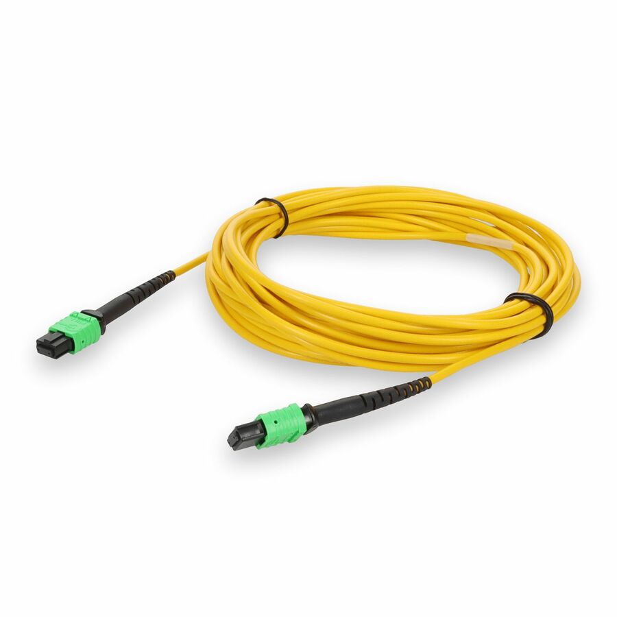 AddOn 6m MPO/APC to MPO/APC Yellow OS2 OFNR (Riser-Rated) 12-Strand SMF Fiber Patch Cable
