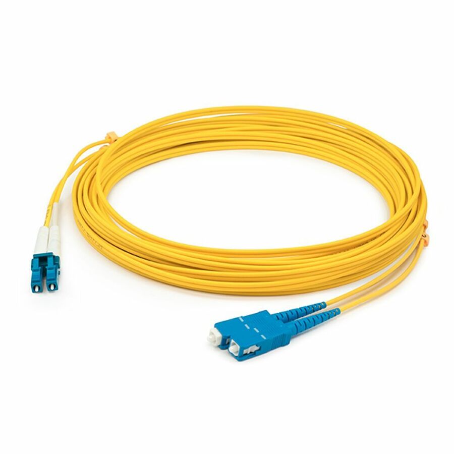AddOn 30m SC to LC Yellow OM1 Duplex OFNR (Riser-Rated) MMF Fiber Patch Cable
