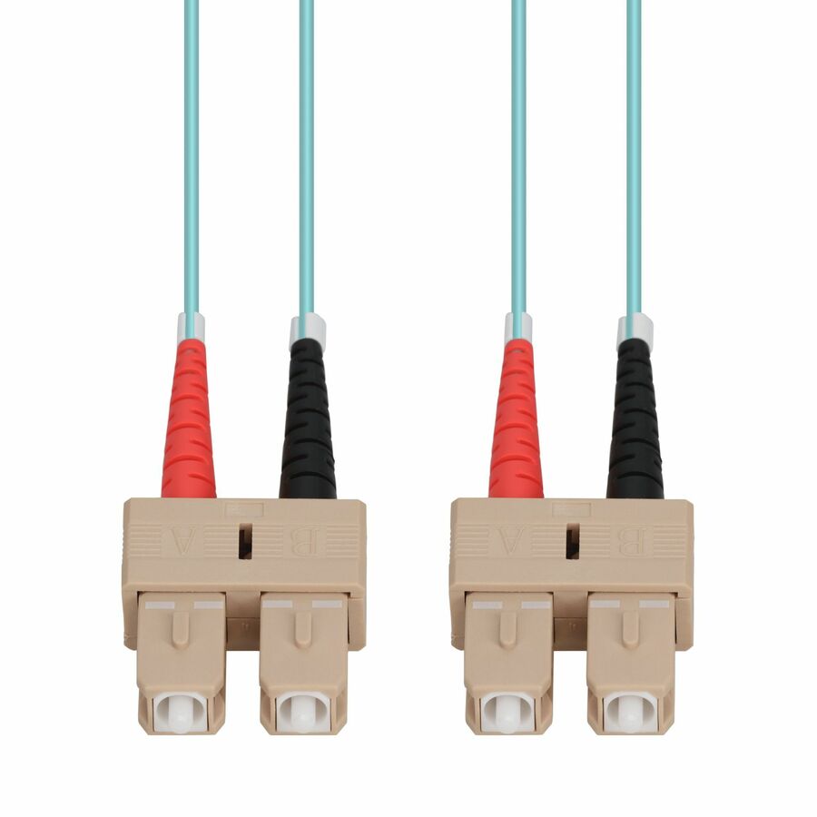 AddOn 90m SC to SC Aqua OM4 Duplex OFNR (Riser-Rated) Fiber Patch Cable