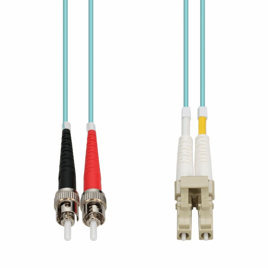 AddOn 15m ST to LC Aqua OM4 Duplex OFNR (Riser-Rated) MMF (Multi Mode) Fiber Patch Cable, 50/125