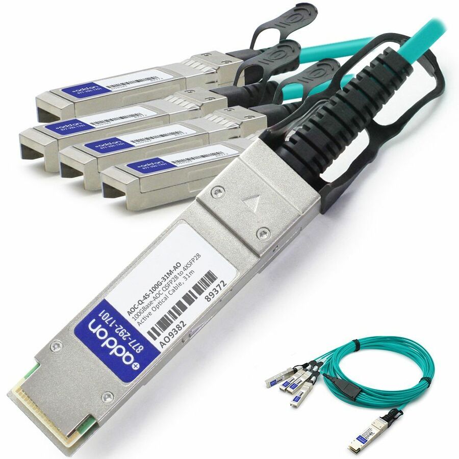 AddOn Arista Networks® AOC-Q-4S-100G-31M Compatible TAA Compliant 100GBase-AOC QSFP28-4xSFP28 Active Optical Cable (850nm, MMF, 31m)