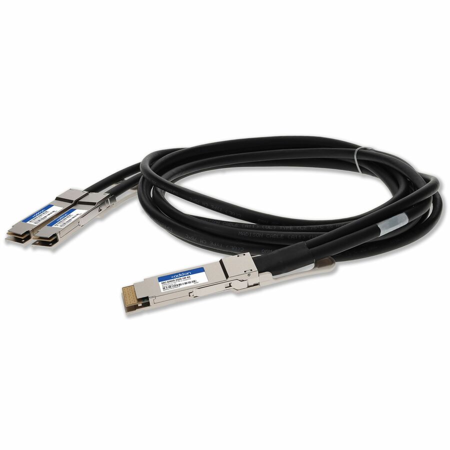 AddOn Dell® DAC-Q56DD-2Q56-1M Compatible TAA Compliant 400GBase-CU QSFP-DD 400G to 2xQSFP56 200G PAM-4 Direct Attach Cable (Passive Twinax, 1m)