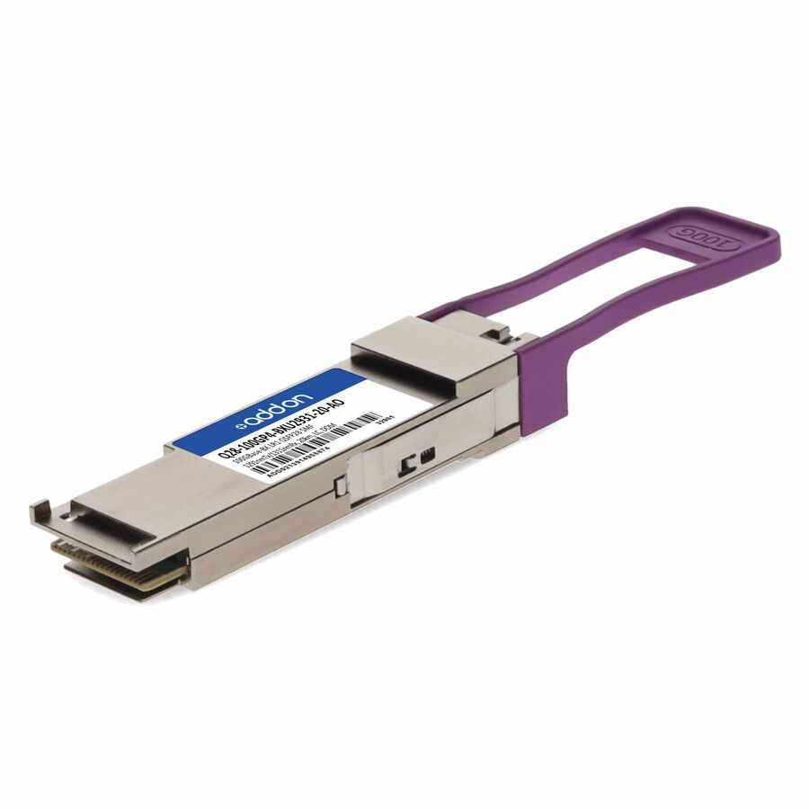 AddOn MSA and TAA 100GBase-BX LR1 PAM4 QSFP28 Transceiver Single Lambda (SMF, 1291nmTx/1311nmRx, 20km, LC, DOM)
