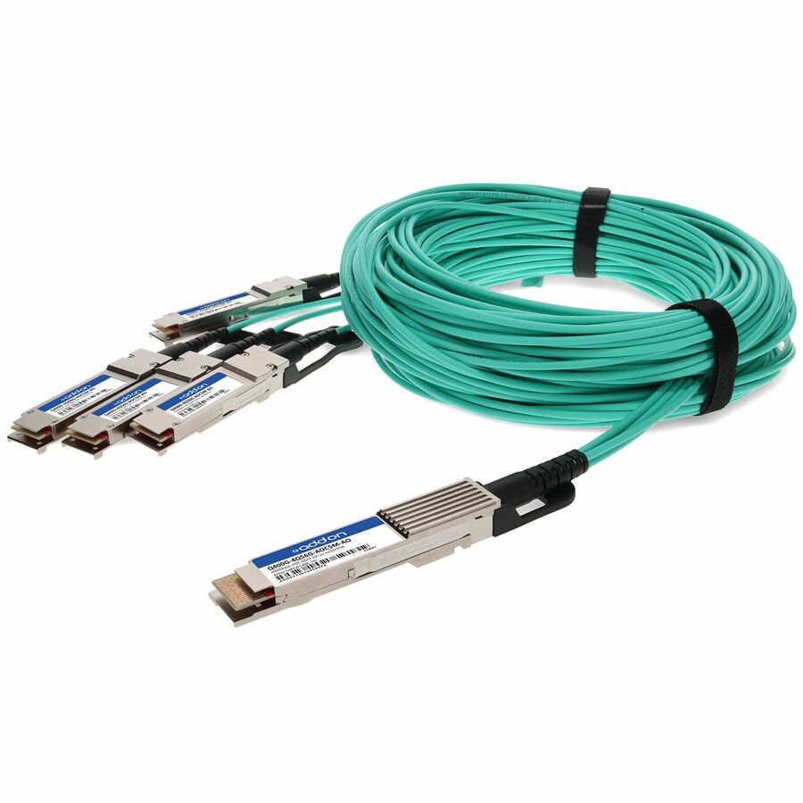 AddOn MSA and TAA Compliant 400GBase-AOC QSFP-DD to 4xQSFP56 PAM-4 Active Optical Cable (850nm, MMF, 5m) CMIS 3.0