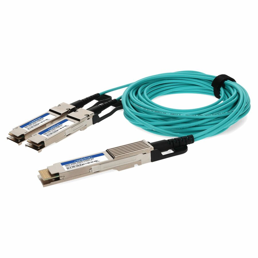 AddOn MSA and TAA Compliant 200GBase-AOC QSFP28-DD to 2xQSFP28 NRZ Active Optical Cable (850nm, MMF, 20m)