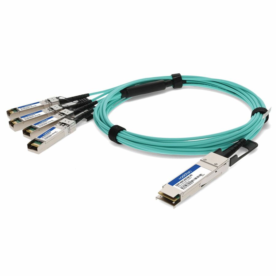 AddOn MSA and TAA Compliant 40GBase-AOC QSFP+ to 4xSFP+ Direct Attach Cable (850nm, MMF, 3m)