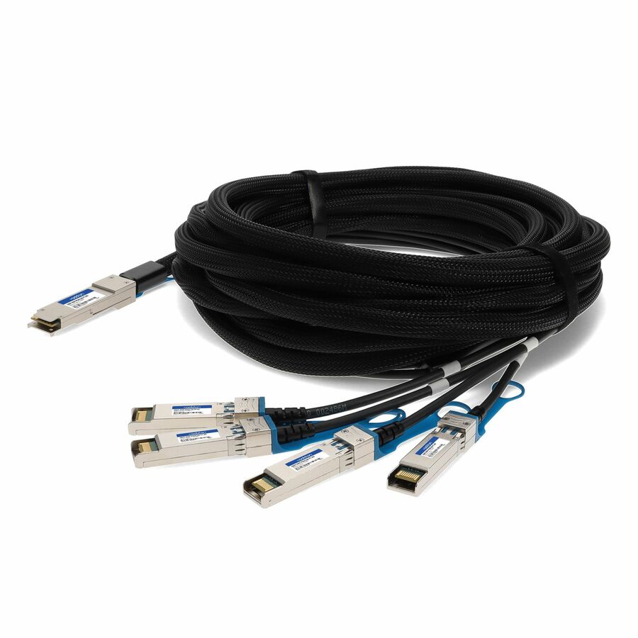 AddOn Fortinet Compatible TAA Compliant 40GBase-CU QSFP+ to 4xSFP+ Direct Attach Cable (Passive Twinax, 1m)