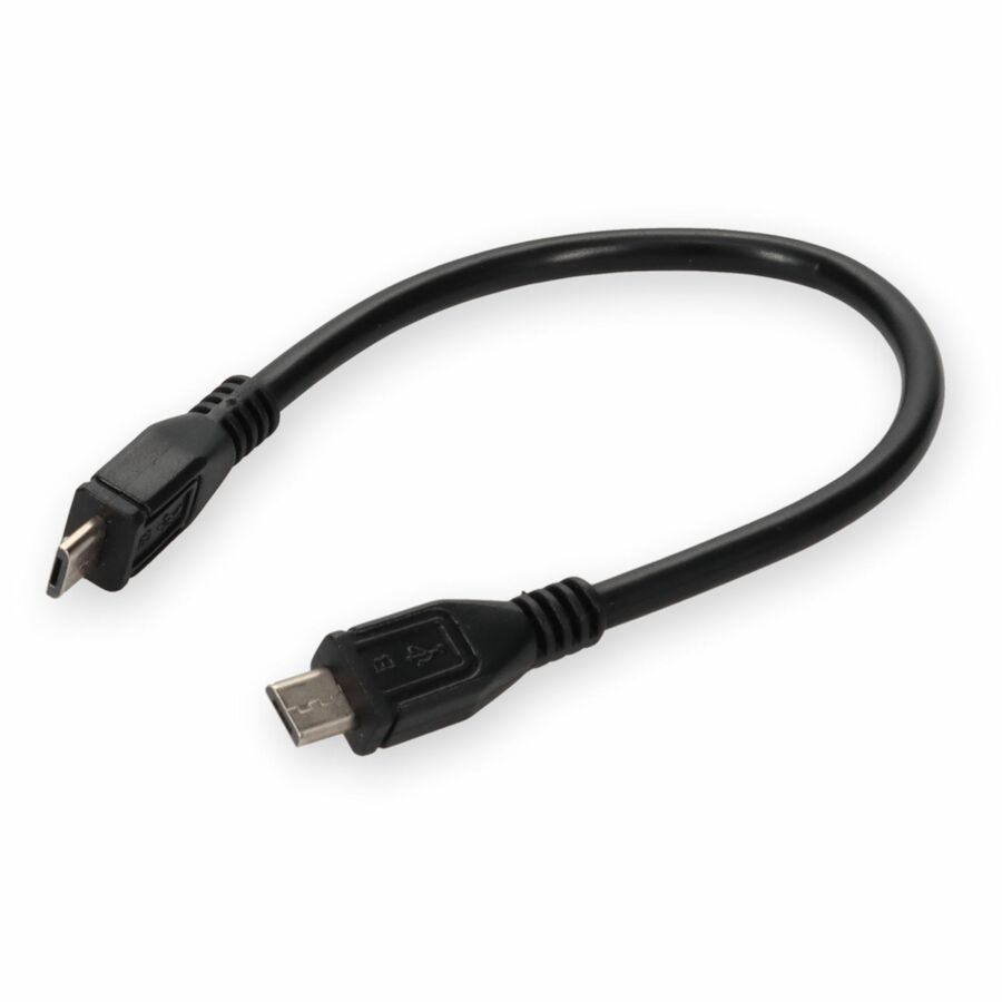AddOn 8in Micro-USB B 2.0 Male to USB A 2.0 Male Black Cable