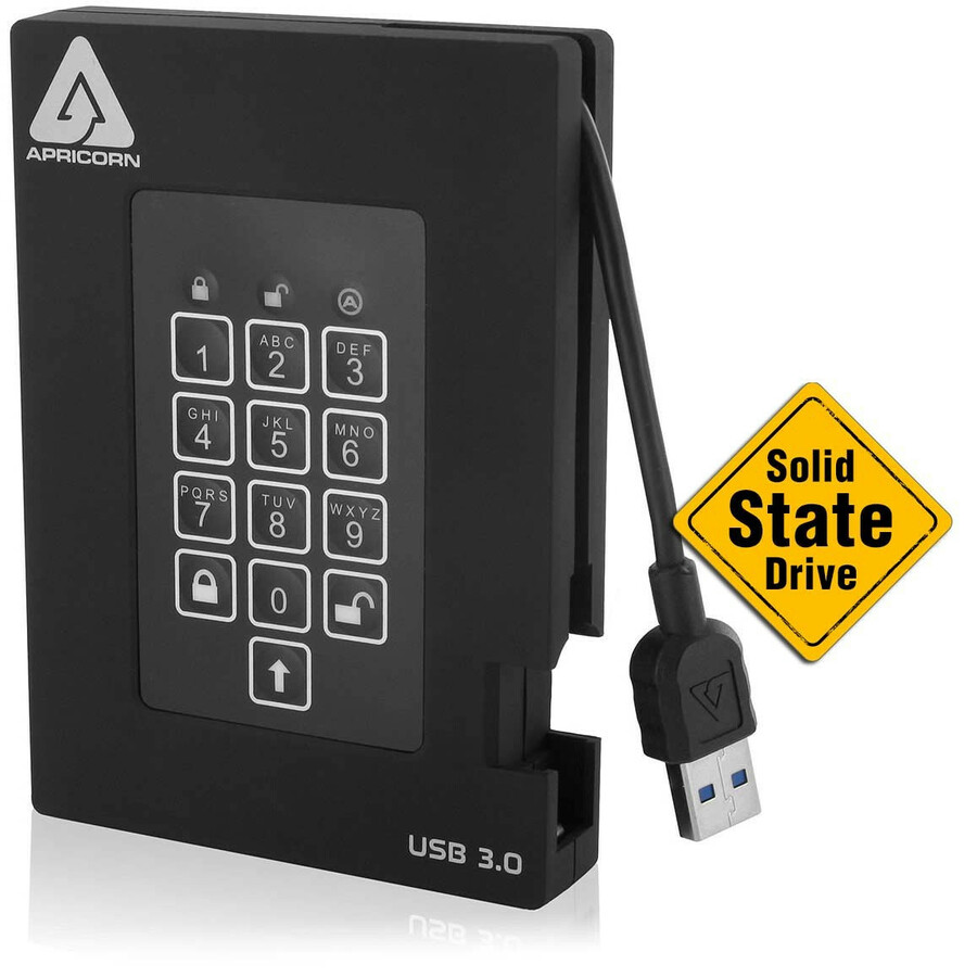 Apricorn Aegis Padlock Fortress A25-3PL256-S2000F 2 TB Solid State Drive - 2.5" External - Black