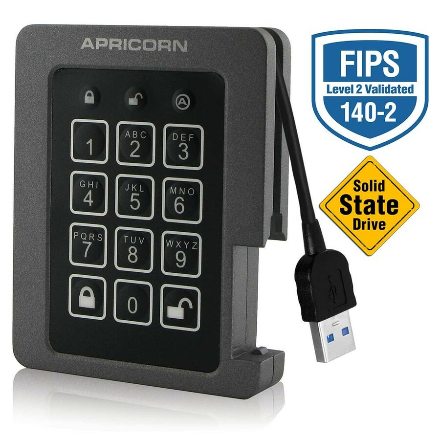 Apricorn Aegis Padlock ASSD-3PL256-480F 480 GB Rugged Solid State Drive - External