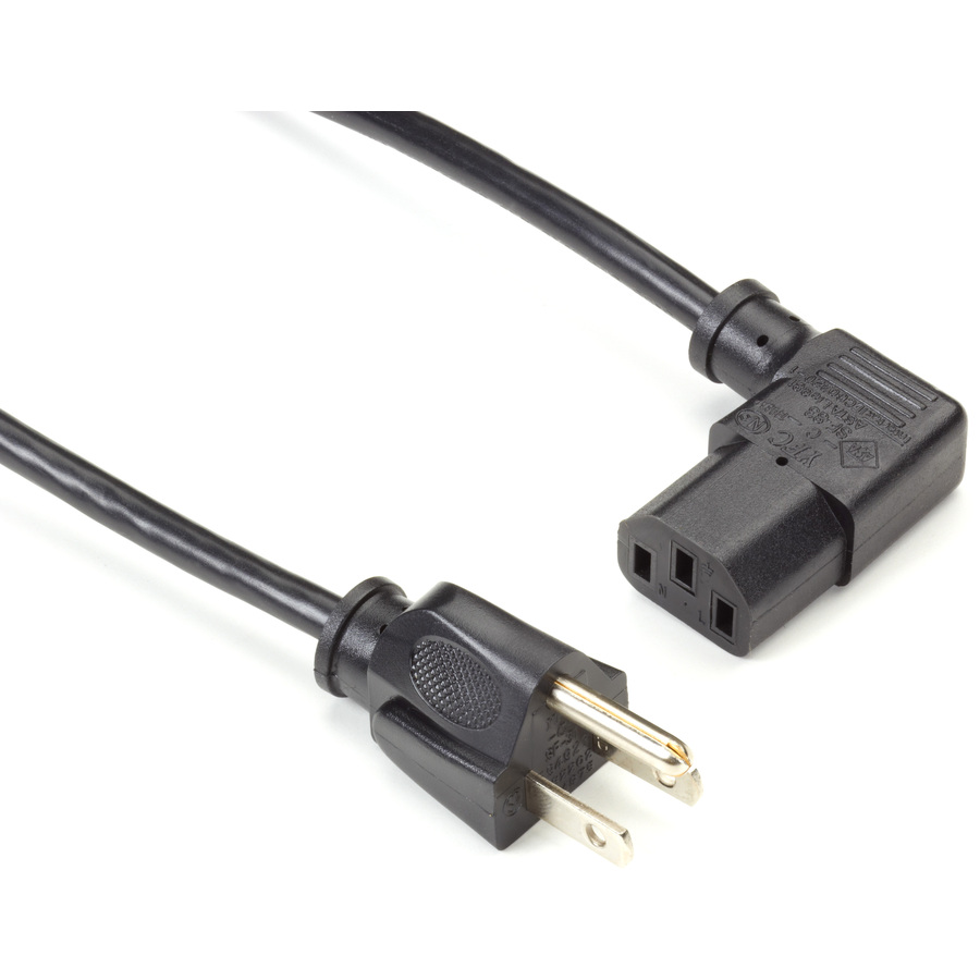 Black Box Power Cord - NEMA 5-15P to IEC-60320-C13 (Right-Angle), 6-ft. (1.8-m)