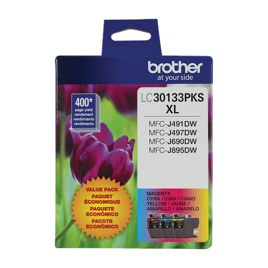 Brother LC30133PKS Original High Yield Inkjet Ink Cartridge - Tri-pack - Cyan, Magenta, Yellow - 2 / Pack