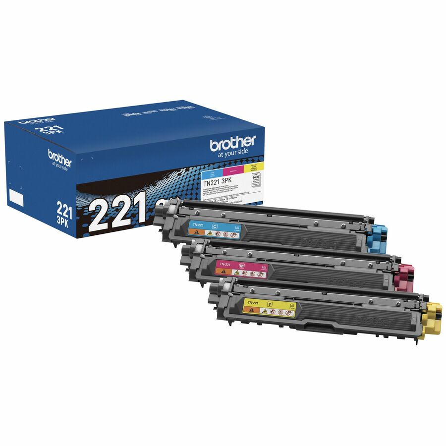 Brother TN221 Original Standard Yield Laser Toner Cartridge - Multi-pack - Cyan, Magenta, Yellow - 1 Box