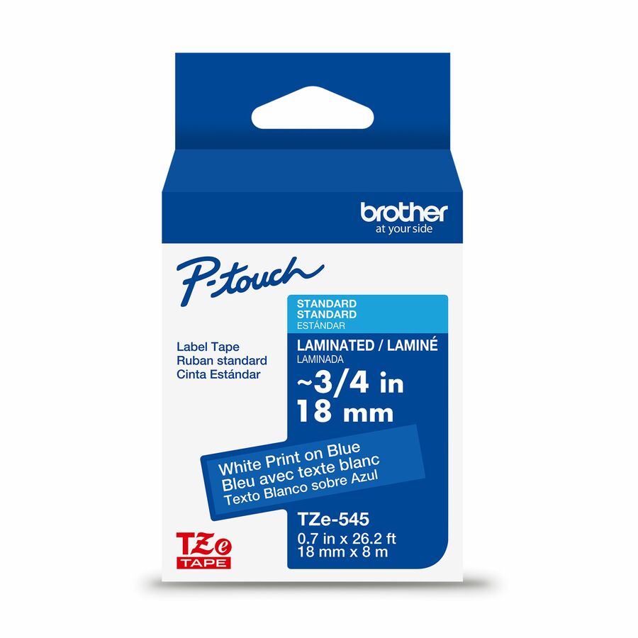 Brother Genuine P-touch TZe545 WHT on BK Label Tape, Laminated, 18mmX8m