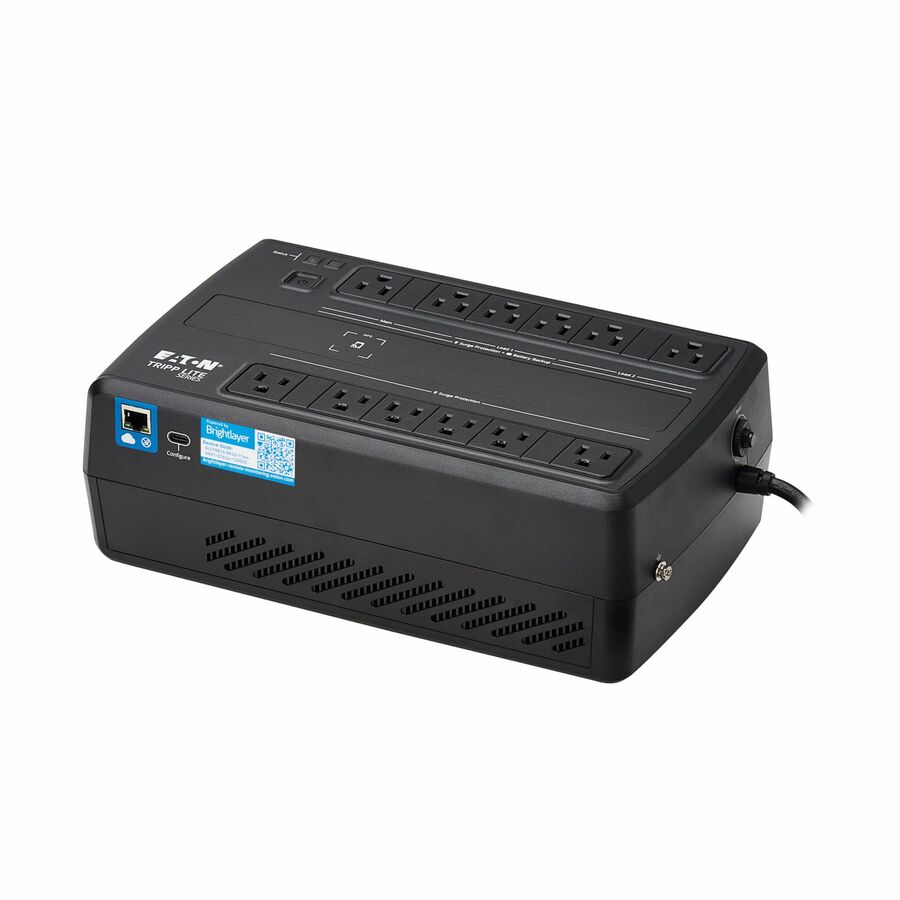 Eaton Tripp Lite Series 750VA 450W 120V Line-Interactive Cloud-Connected UPS with Remote Monitoring, 12 NEMA 5-15R Outlets (6 Surge + 6 Surge and Battery Backup), 5-15P Plug, Desktop