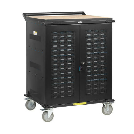 Eaton Tripp Lite Series Safe-IT UV Locking Storage Cart for Mobile Devices and AV Equipment, Wood-Grain Top