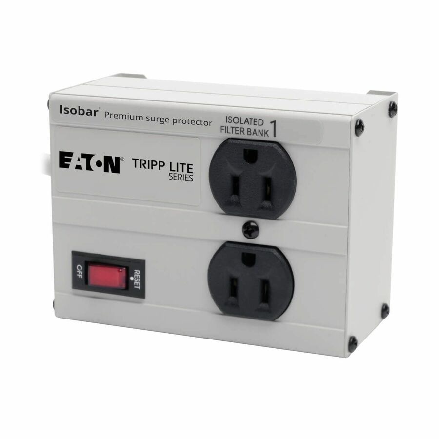 Tripp Lite by Eaton Isobar 2-Outlet Surge Protector 6 ft. Cord with Right-Angle Plug 1410 Joules Metal Housing