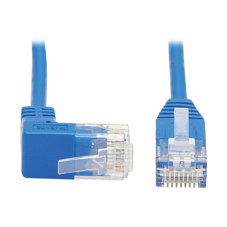 Eaton Tripp Lite Series Up-Angle Cat6 Gigabit Molded Slim UTP Ethernet Cable (RJ45 Right-Angle Up M to RJ45 M), Blue, 7 ft. (2.13 m)