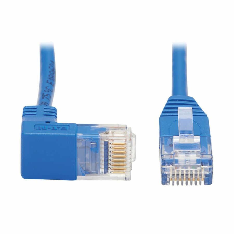 Eaton Tripp Lite Series Down-Angle Cat6 Gigabit Molded Slim UTP Ethernet Cable (RJ45 Right-Angle Down M to RJ45 M), Blue, 20 ft. (6.09 m)