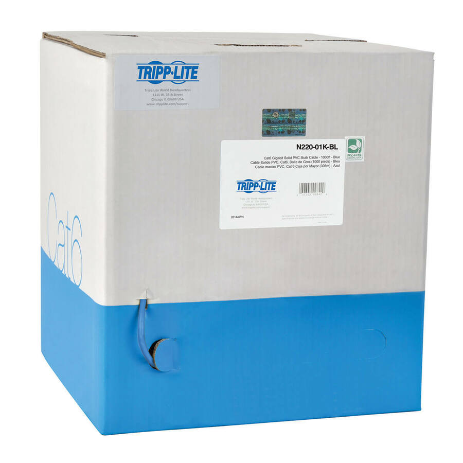 Tripp Lite by Eaton Cat6 Gigabit Bulk UTP Stranded 24 AWG CMR PVC Cable Blue 1000 ft. (304.8 m) TAA