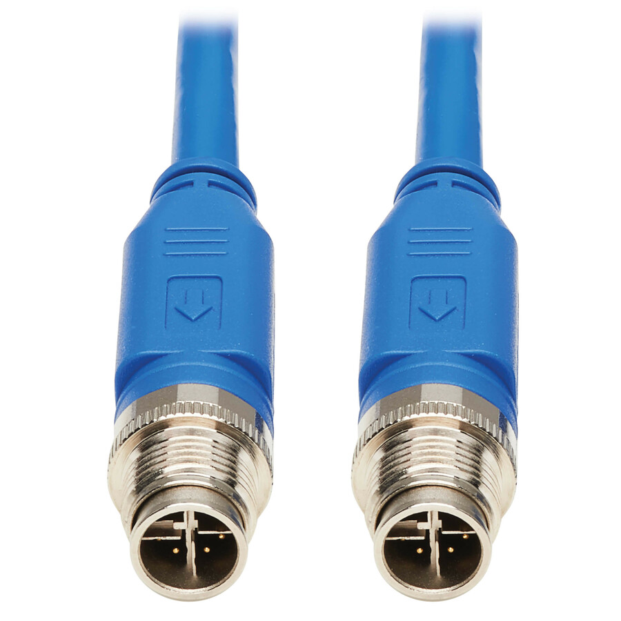 Eaton Tripp Lite Series M12 X-Code Cat6 1G UTP CMR-LP Ethernet Cable (M/M), IP68, PoE, Blue, 3 m (9.8 ft.), TAA