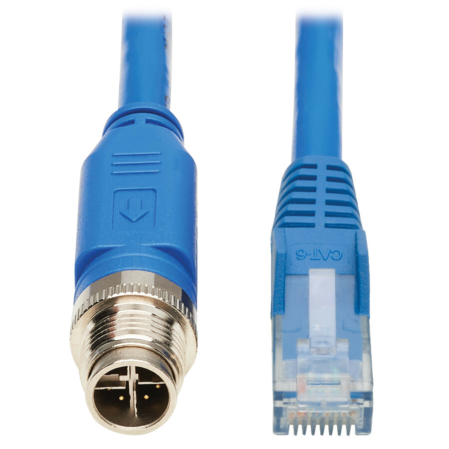 Eaton Tripp Lite Series M12 X-Code Cat6 1G UTP CMR-LP Ethernet Cable (M12 M/RJ45 M), IP68, PoE, Blue, 10 m (32.8 ft.), TAA