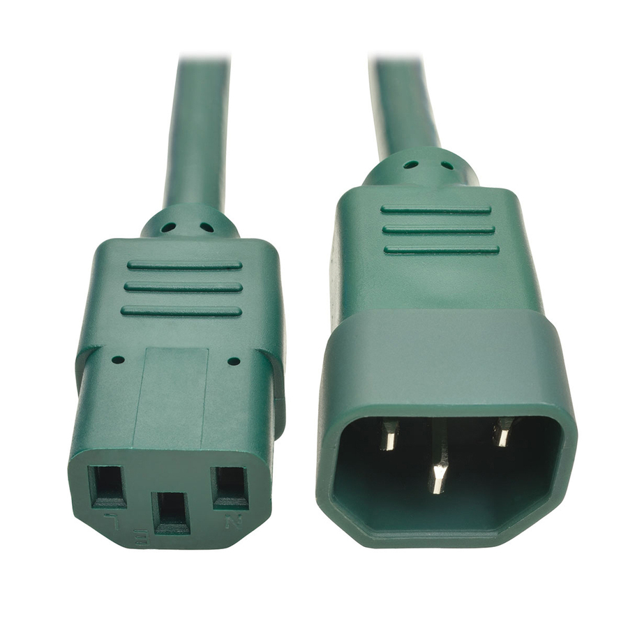 Eaton Tripp Lite Series Heavy-Duty PDU Power Cord, C13 to C14 - 15A, 250V, 14 AWG, 3 ft. (0.91 m), Green