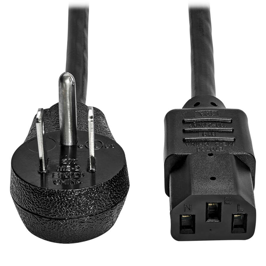 Eaton Tripp Lite Series Desktop Computer AC Power Cord, Right-Angle NEMA 5-15P to C13 - 10A, 125V, 18 AWG, 6 ft. (1.83 m), Black