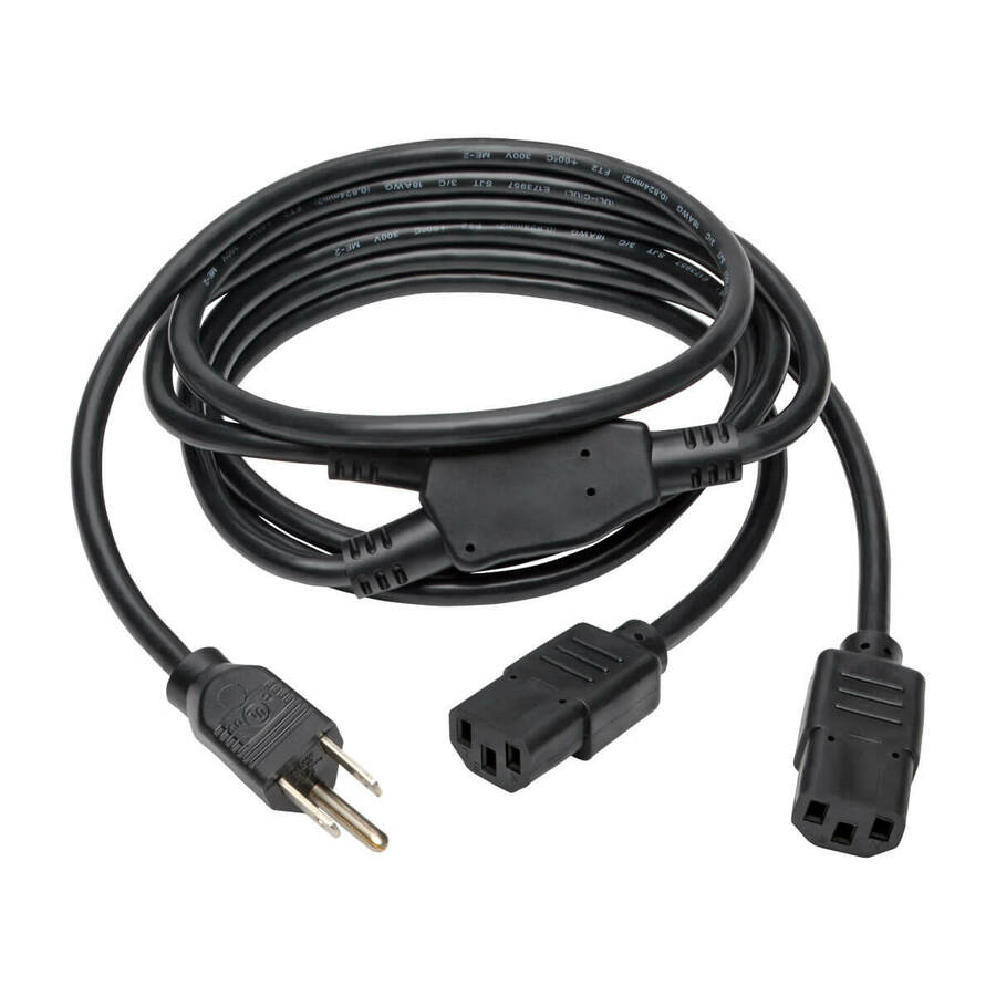 Tripp Lite by Eaton Y Splitter Power Cable NEMA 5-15P to 2x C13 - 10A 125V 18 AWG 6 ft. (1.83 m) Black