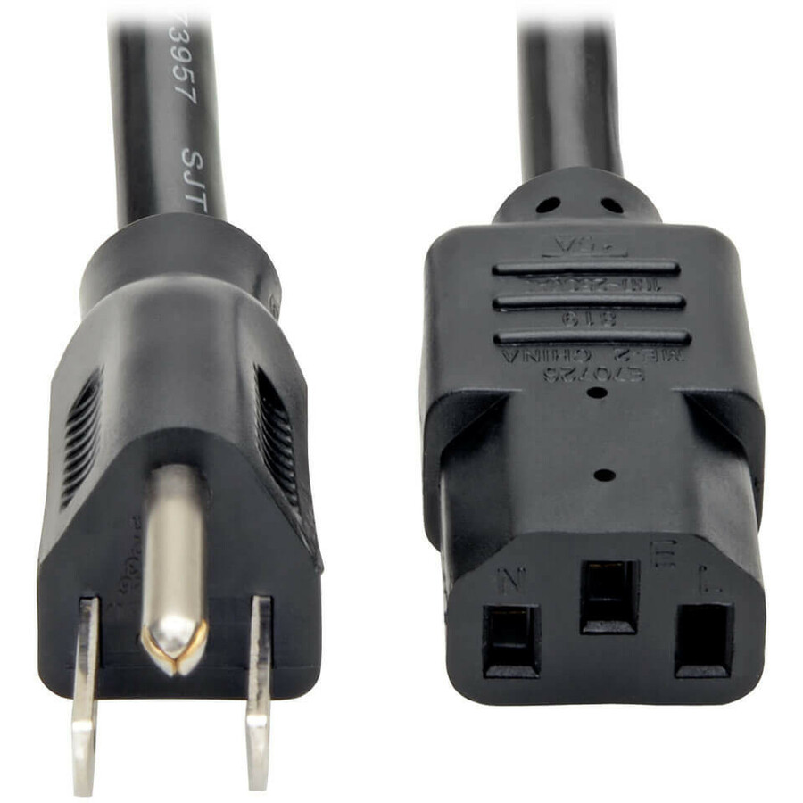 Tripp Lite by Eaton Computer Power Cord NEMA 5-15P to C13 - Heavy-Duty 15A 125V 14 AWG 2 ft. (0.61 m) Black