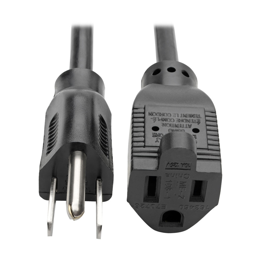 Eaton Tripp Lite Series Power Extension Cord, NEMA 5-15P to NEMA 5-15R - 10A, 120V, 18 AWG, 3 ft. (0.91 m), Black