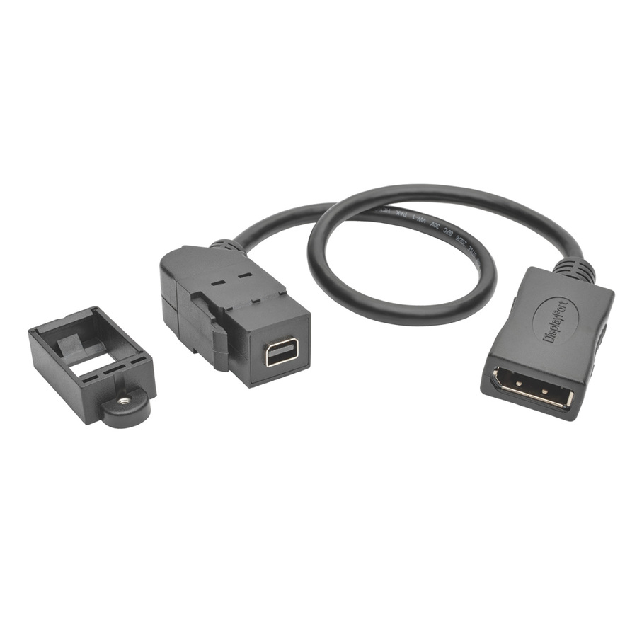 Tripp Lite by Eaton Mini DisplayPort to DisplayPort Keystone/Panel Mount Adapter Cable (F/F), Angled Connector, 1 ft. (0.3 m)
