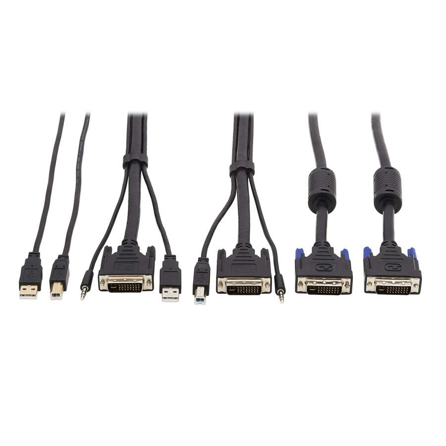 Eaton Tripp Lite Series DVI KVM Cable Kit - DVI, USB, 3.5 mm Audio (3xM/3xM) + USB (M/M) + DVI (M/M), 10 ft. (3.05 m)