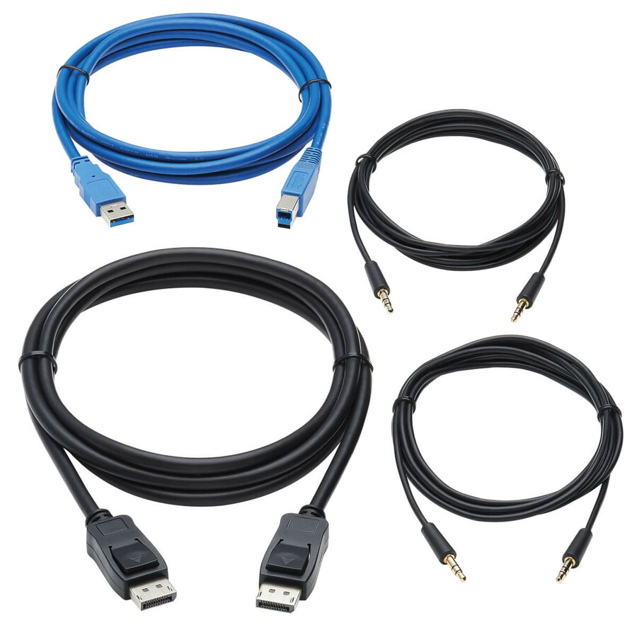 Eaton Tripp Lite Series DisplayPort KVM Cable Kit for B005-DPUA2-K and B005-DPUA4 KVM, 4K DP, USB 3.2, 3.5 mm, 6 ft. (1.8 m)