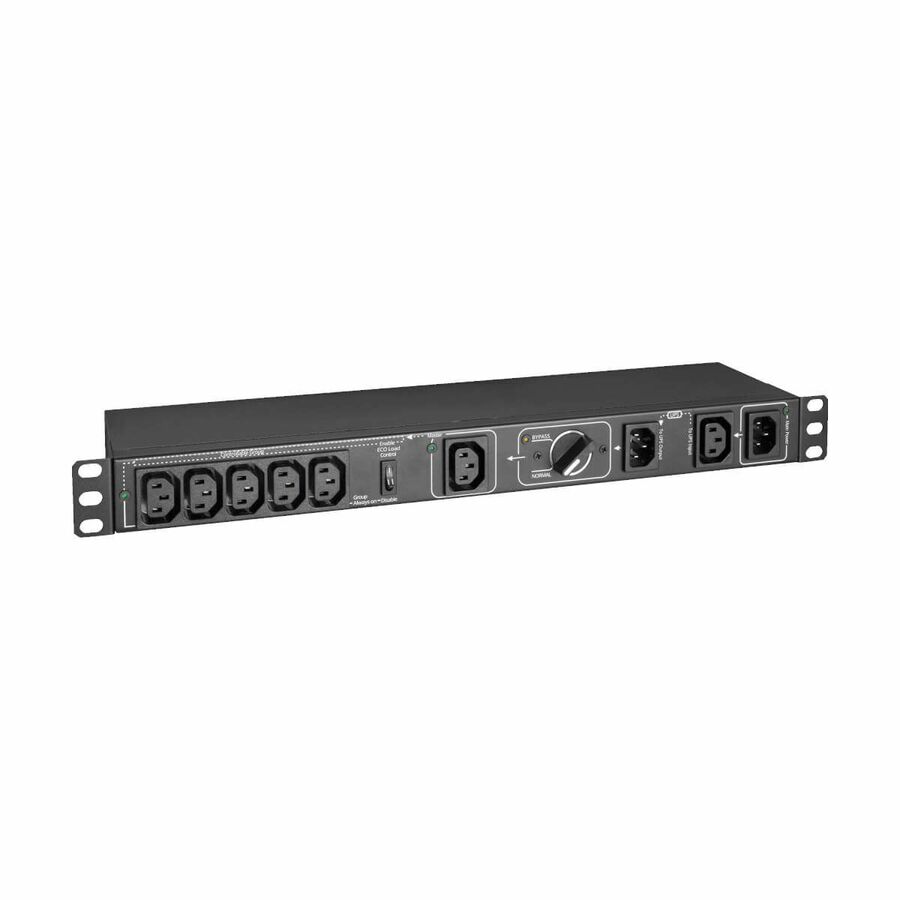 Eaton Tripp Lite Series 200-250V 10A Single-Phase Hot-Swap PDU with Manual Bypass - 6 C13 Outlets, 2 C14 Inlets, 1U Rack/Wall